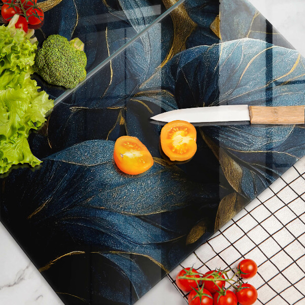 Főzőlap védő üveglap Dekoratív levelek arannyal