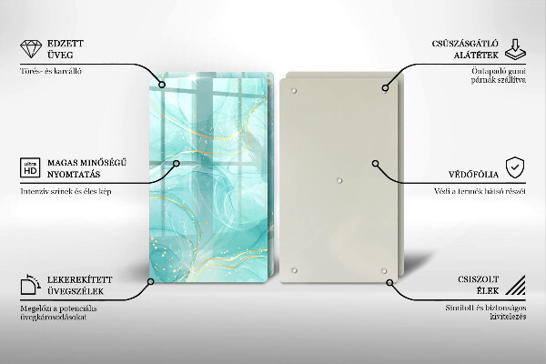 Főzőlap védő üveglap Kék és arany absztrakció