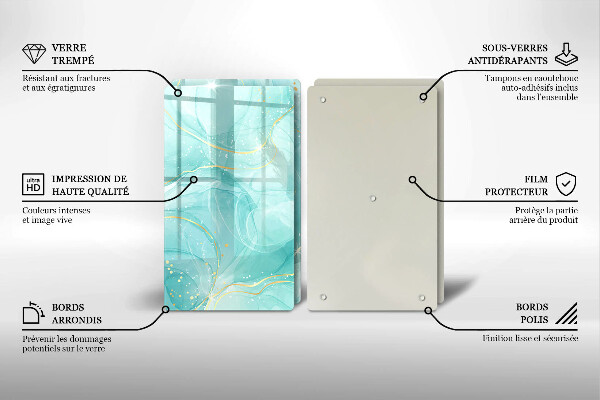 Főzőlap védő üveglap Kék és arany absztrakció