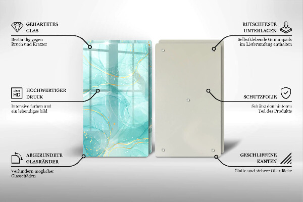 Főzőlap védő üveglap Kék és arany absztrakció