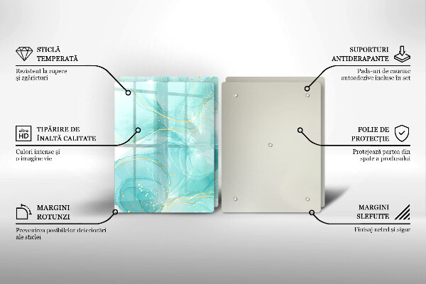 Főzőlap védő üveglap Kék és arany absztrakció