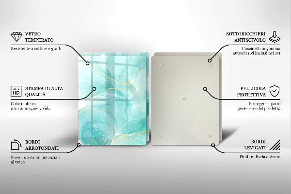 Főzőlap védő üveglap Kék és arany absztrakció