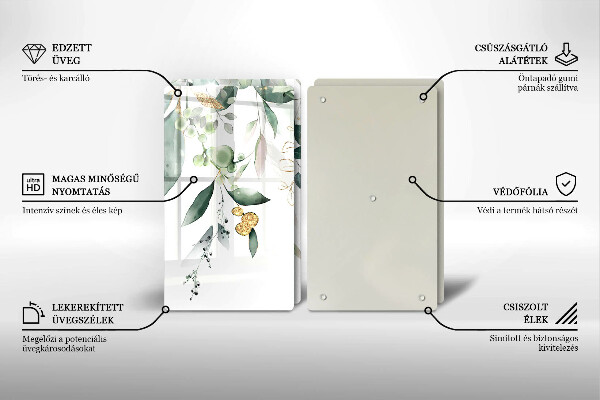 Főzőlap védő üveglap Akvarell levelek