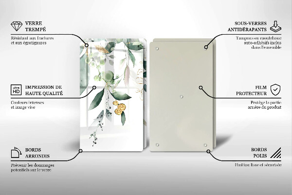 Főzőlap védő üveglap Akvarell levelek
