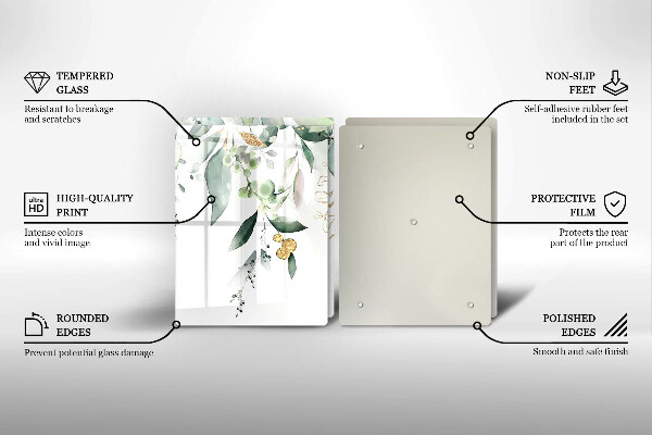 Főzőlap védő üveglap Akvarell levelek