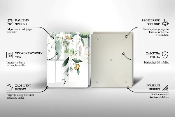 Főzőlap védő üveglap Akvarell levelek