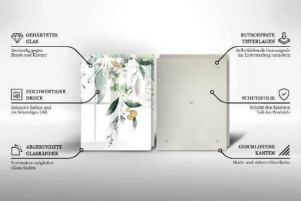 Főzőlap védő üveglap Akvarell levelek
