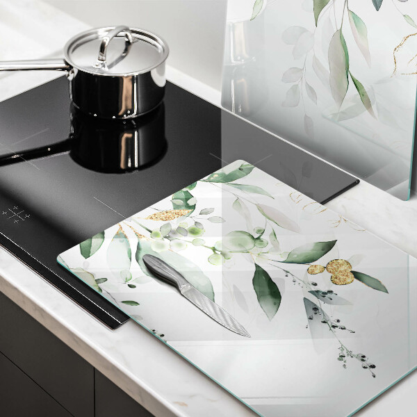 Főzőlap védő üveglap Akvarell levelek