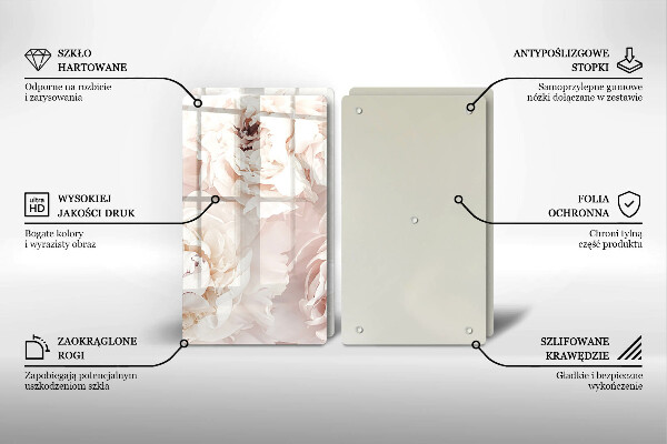 Főzőlap védő üveglap Pasztell bazsarózsa