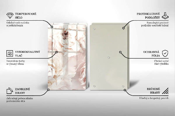 Főzőlap védő üveglap Pasztell bazsarózsa