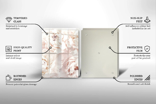 Főzőlap védő üveglap Pasztell bazsarózsa