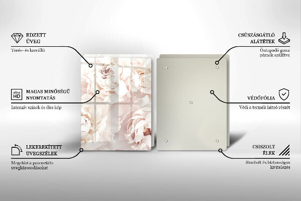 Főzőlap védő üveglap Pasztell bazsarózsa