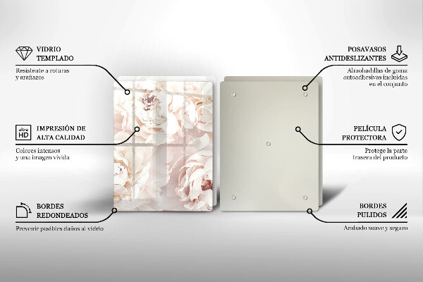 Főzőlap védő üveglap Pasztell bazsarózsa