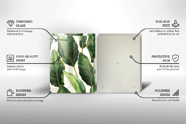 Főzőlap védő üveglap Banán levelek