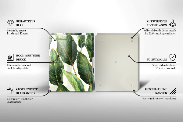 Főzőlap védő üveglap Banán levelek