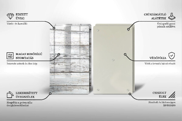 Főzőlap védő üveglap Világos fa táblák