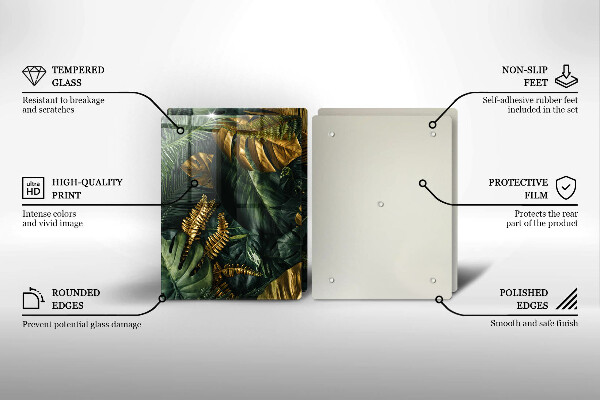 Főzőlap védő üveglap Arany monstera levelek