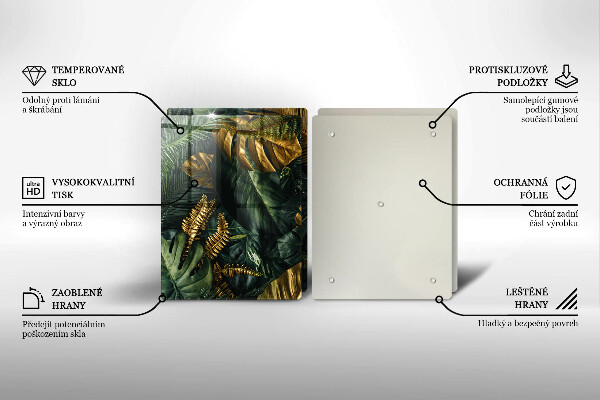 Főzőlap védő üveglap Arany monstera levelek