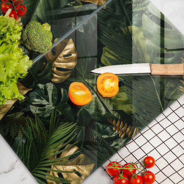Főzőlap védő üveglap Arany monstera levelek