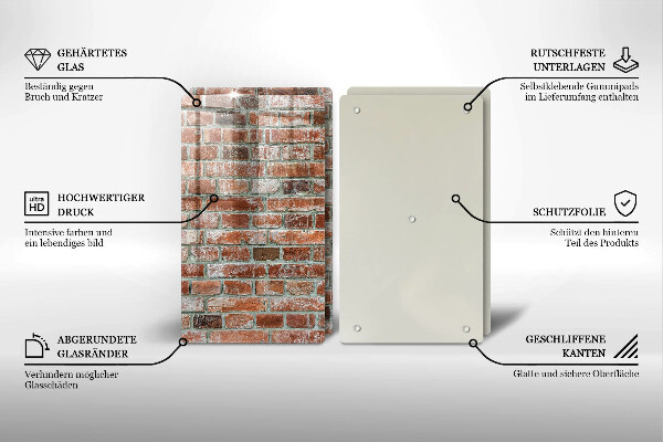 Főzőlap védő üveglap Régi téglafal