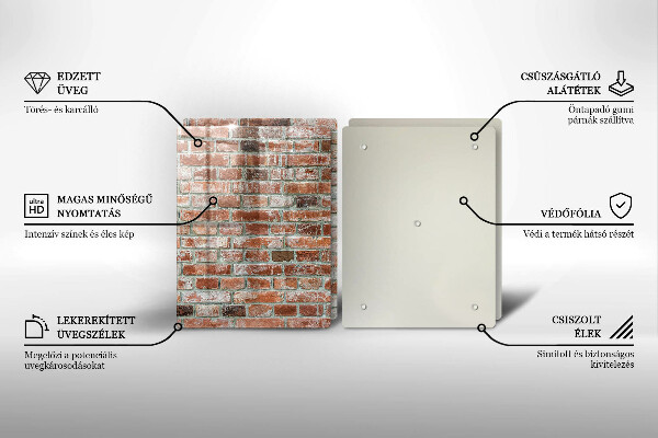 Főzőlap védő üveglap Régi téglafal