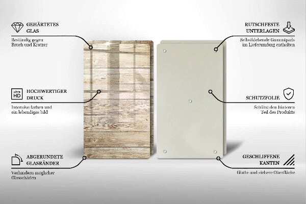 Főzőlap védő üveglap Fadeszkák