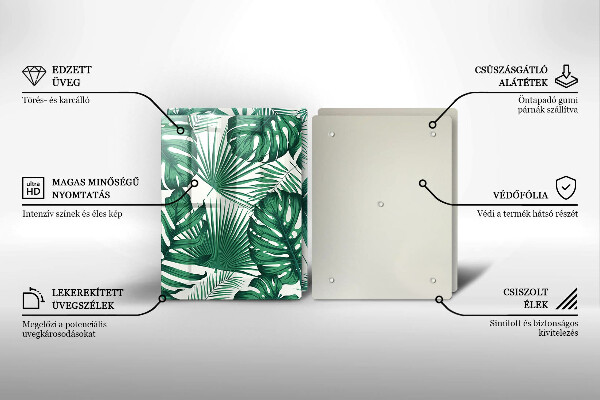 Főzőlap védő üveglap Monstera levelek