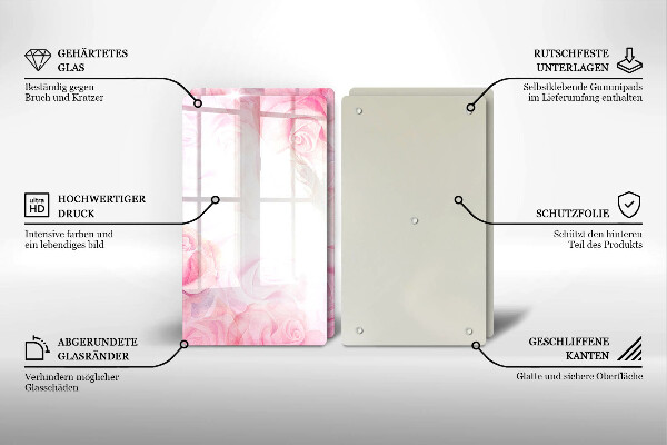 Főzőlap védő üveglap Finom rózsák háttér