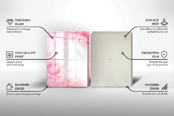 Főzőlap védő üveglap Finom rózsák háttér