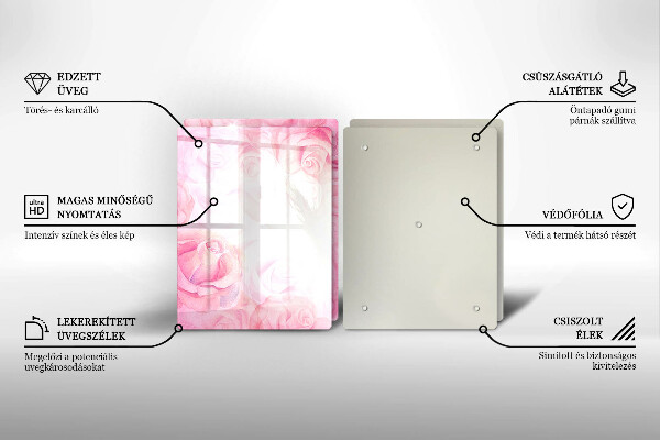 Főzőlap védő üveglap Finom rózsák háttér