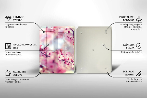 Főzőlap védő üveglap Természet alma virágok