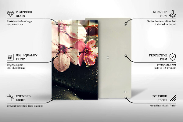 Tűzhely fedőlap Virágok zen kövek