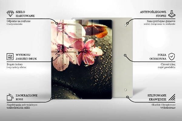 Tűzhely fedőlap Virágok zen kövek