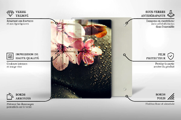 Tűzhely fedőlap Virágok zen kövek