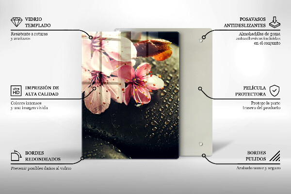 Tűzhely fedőlap Virágok zen kövek