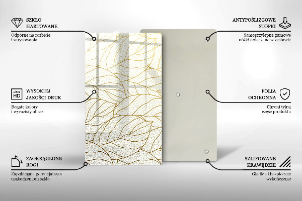 Tűzhely fedőlap Line-art levelek minta
