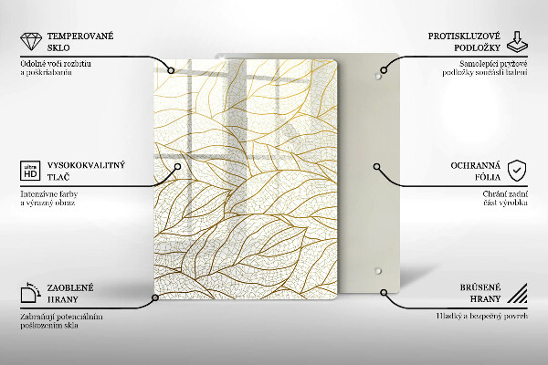 Tűzhely fedőlap Line-art levelek minta