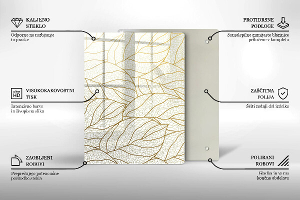 Tűzhely fedőlap Line-art levelek minta