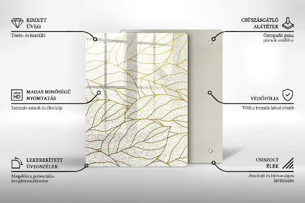 Tűzhely fedőlap Line-art levelek minta