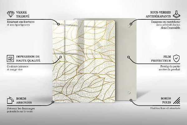 Tűzhely fedőlap Line-art levelek minta