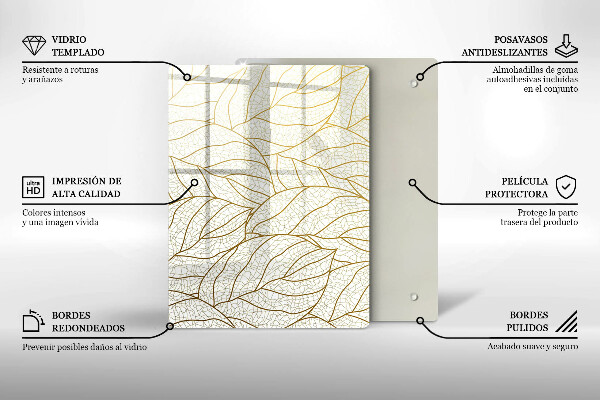 Tűzhely fedőlap Line-art levelek minta