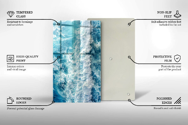 Tűzhely fedőlap Tenger víz hullámai