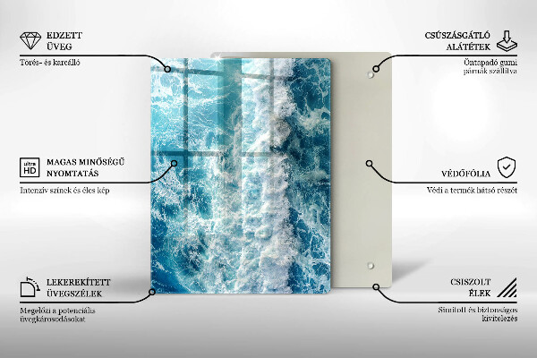 Tűzhely fedőlap Tenger víz hullámai