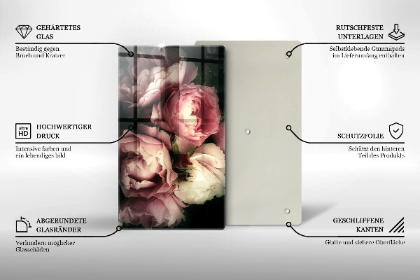 Tűzhely fedőlap Bazsarózsa virágok