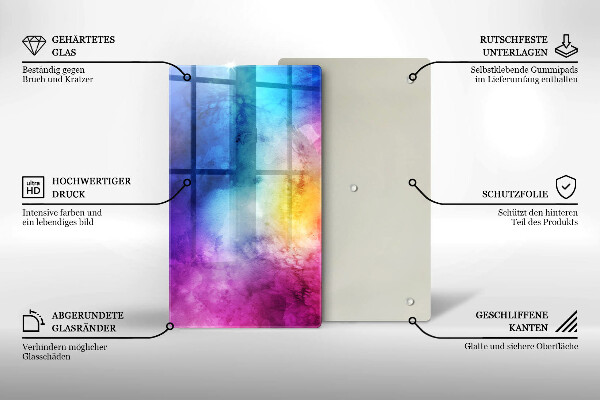 Tűzhely fedőlap Szivárvány akvarell fröccsenések