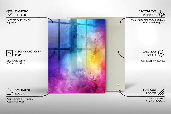 Tűzhely fedőlap Szivárvány akvarell fröccsenések