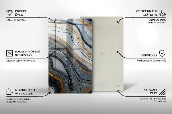 Tűzhely fedőlap szikla arannyal