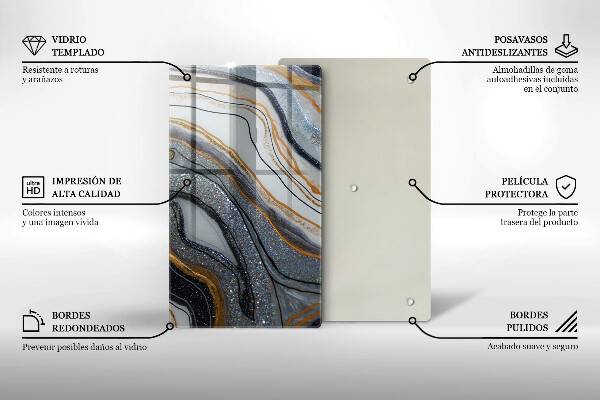 Tűzhely fedőlap szikla arannyal