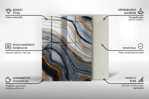 Tűzhely fedőlap szikla arannyal