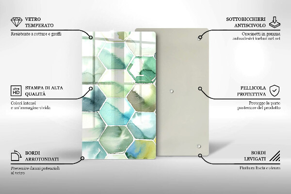 Tűzhely fedőlap Akvarell hatszögek